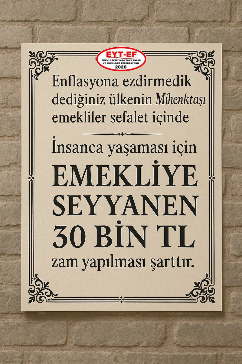 Enflasyon Farkı Zam Değildir ‼️

Hele TÜİK in verdiği kırpılmış rakamlarla hiç değildir ‼️

Tüm Emeklilere 30BinTL #SeyyanenZam yapılması Şarttır.
#EytEfHAKiçinKadıköyde