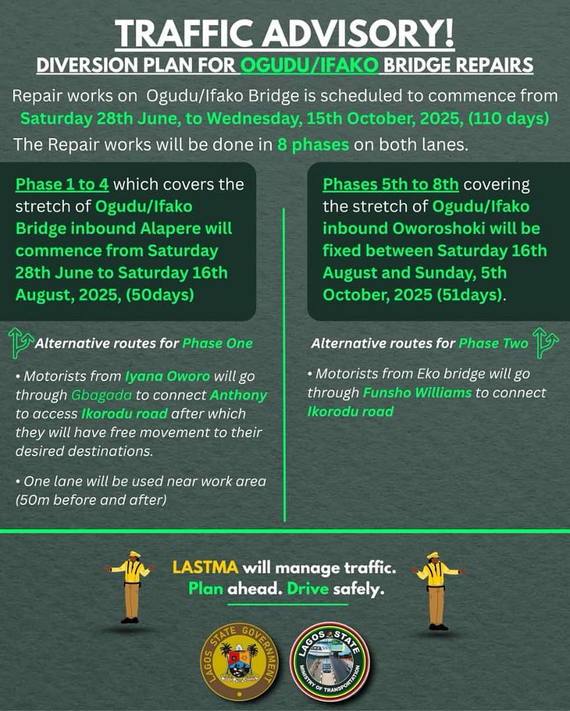 This diversion commences today. Kindly note!