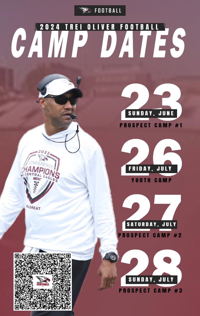 James “JV” Veasey (@jamesveasey14) on Twitter photo Today I’ll be attending <a href="/NCCU_Football/">NC CENTRAL FB | 🦅🏆🦅</a> prospect camp. I’m coming to learn, and showcase my skills.
<a href="/BHSBengalFB/">Blythewood Football</a> <a href="/BH_FBRecruiting/">Blythewood FB Recruits</a> <a href="/JMMartin59/">james martin</a> <a href="/CoachMattLeone/">Matt Leone</a> <a href="/QB1_Athletics/">QB1 Athletics</a> <a href="/PrepRedzoneSC/">Prep Redzone South Carolina</a> Today I’ll be attending <a href="/NCCU_Football/">NC CENTRAL FB | 🦅🏆🦅</a> prospect camp. I’m coming to learn, and showcase my skills.
<a href="/BHSBengalFB/">Blythewood Football</a> <a href="/BH_FBRecruiting/">Blythewood FB Recruits</a> <a href="/JMMartin59/">james martin</a> <a href="/CoachMattLeone/">Matt Leone</a> <a href="/QB1_Athletics/">QB1 Athletics</a> <a href="/PrepRedzoneSC/">Prep Redzone South Carolina</a>