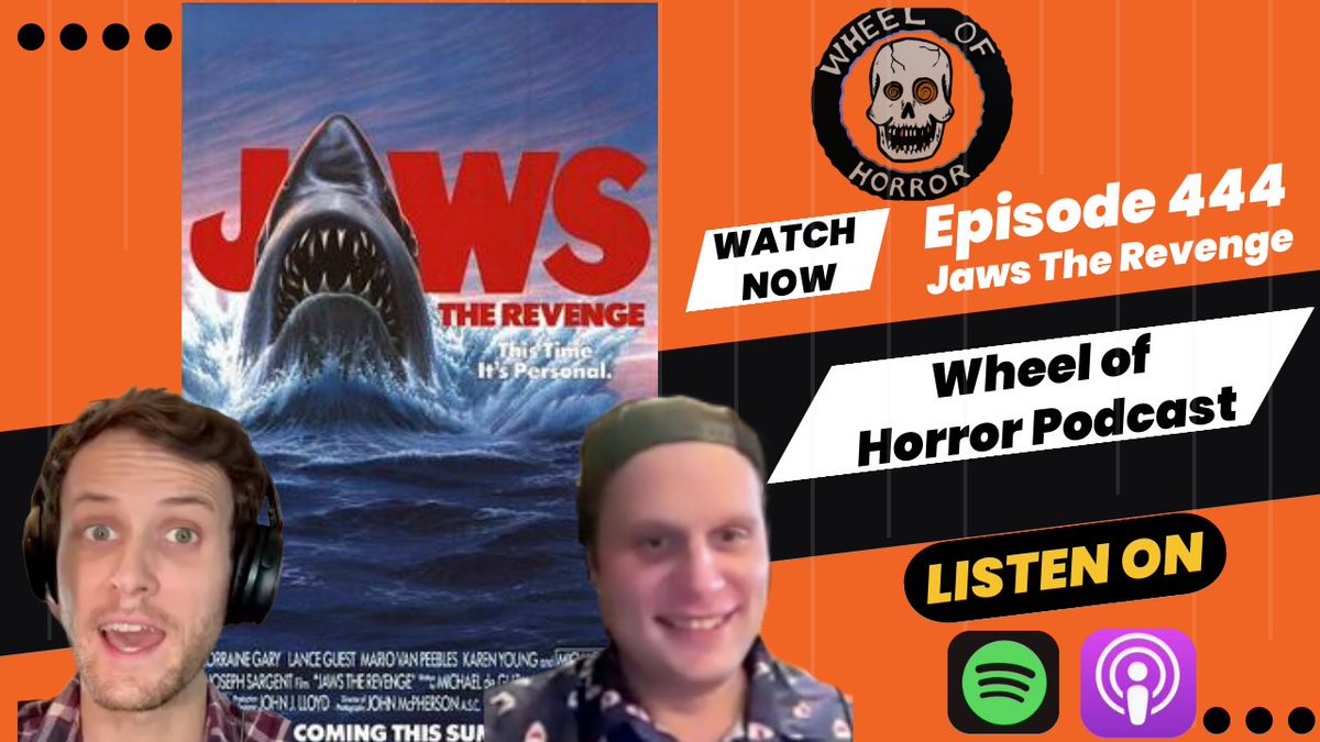 Wheel of Horror Podcast (@horrorwheel) on Twitter photo Video Episode on Youtube. We watched Jaws The Revenge so you don’t have to. In this fourth installment a psychic shark follows the Brodys from Amity Island to the Bahamas for revenge? Why? How? No one knows
Apple Podcast podcasts.apple.com/us/podcast/whe…
 
YouTube youtube.com/@wheelofhorror… Video Episode on Youtube. We watched Jaws The Revenge so you don’t have to. In this fourth installment a psychic shark follows the Brodys from Amity Island to the Bahamas for revenge? Why? How? No one knows
Apple Podcast podcasts.apple.com/us/podcast/whe…
 
YouTube youtube.com/@wheelofhorror…