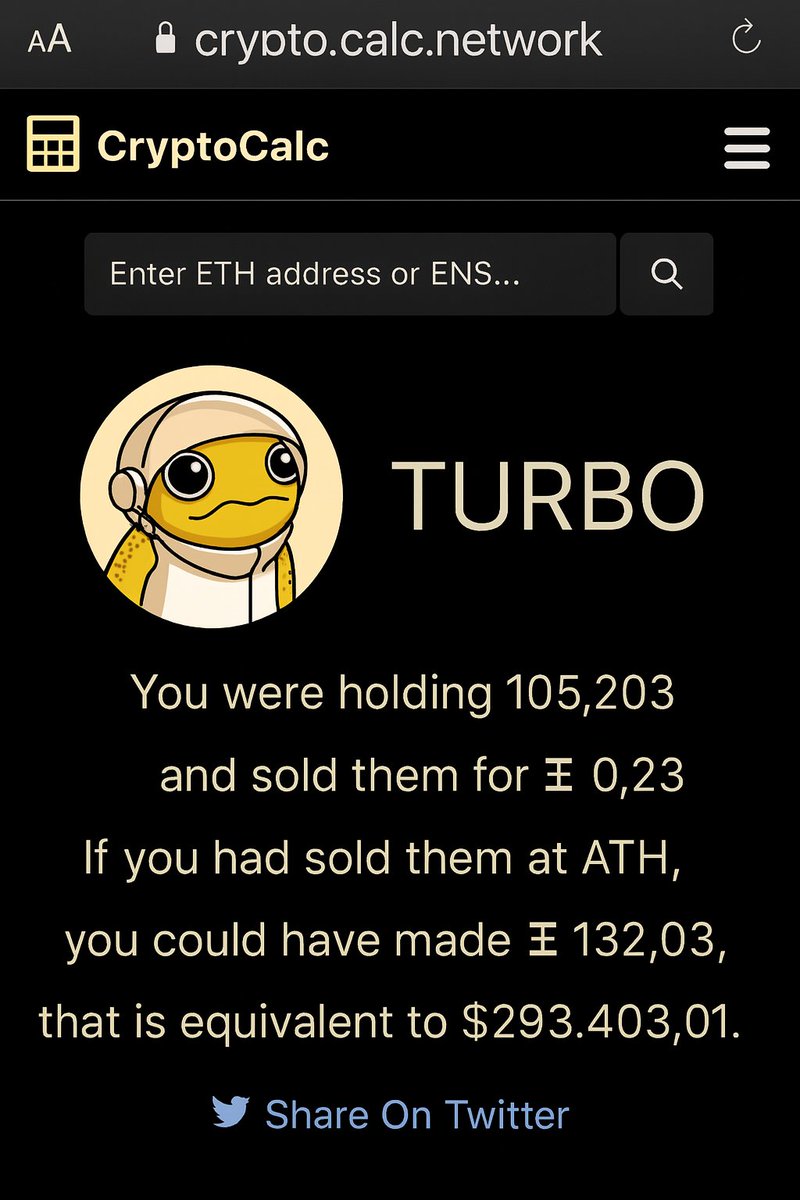PFCPablito's tweet photo. @TurboToadToken I can't believe I fumbled Turbo 🤦♂️
Shared via https://t.co/QJW40jDG3p #CryptoCalc https://t.co/IlMivEZUcH