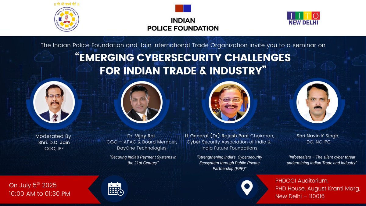 Securing India’s payment systems, and multiple cybersecurity threats is the theme of this seminar. Eminent speakers. Please register in advance - to attend in person or online.
