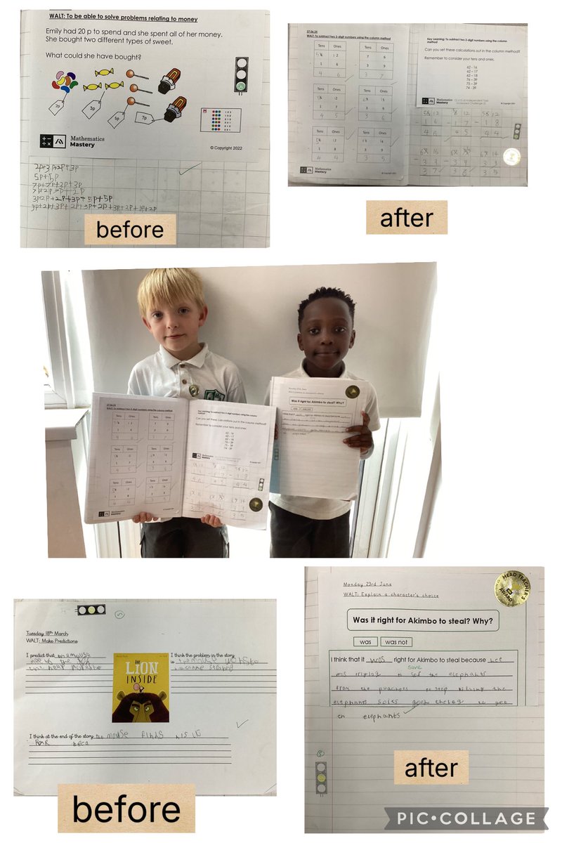 Amazing progress from these two shining stars from last term to this term. Look at the pride on their faces after receiving a special ‘Head Teacher Award’ sticker! #Ambitiouscurriculum 💚💚👏🏼👏🏼