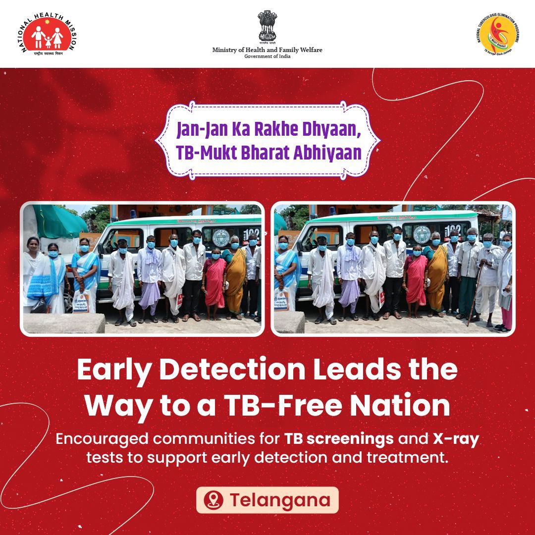 Early detection of TB helps plan treatment better.
 
Under the #TBMuktBharat Abhiyan, communities came forward for screenings and X-ray tests, promoting awareness and early testing for TB.

#TBHaregaDeshJeetga