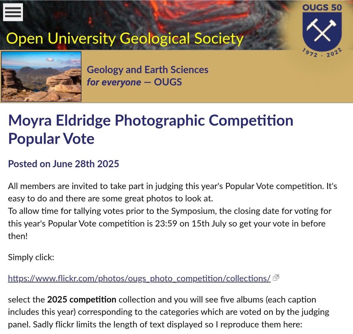 Open University Geological Society tweet media