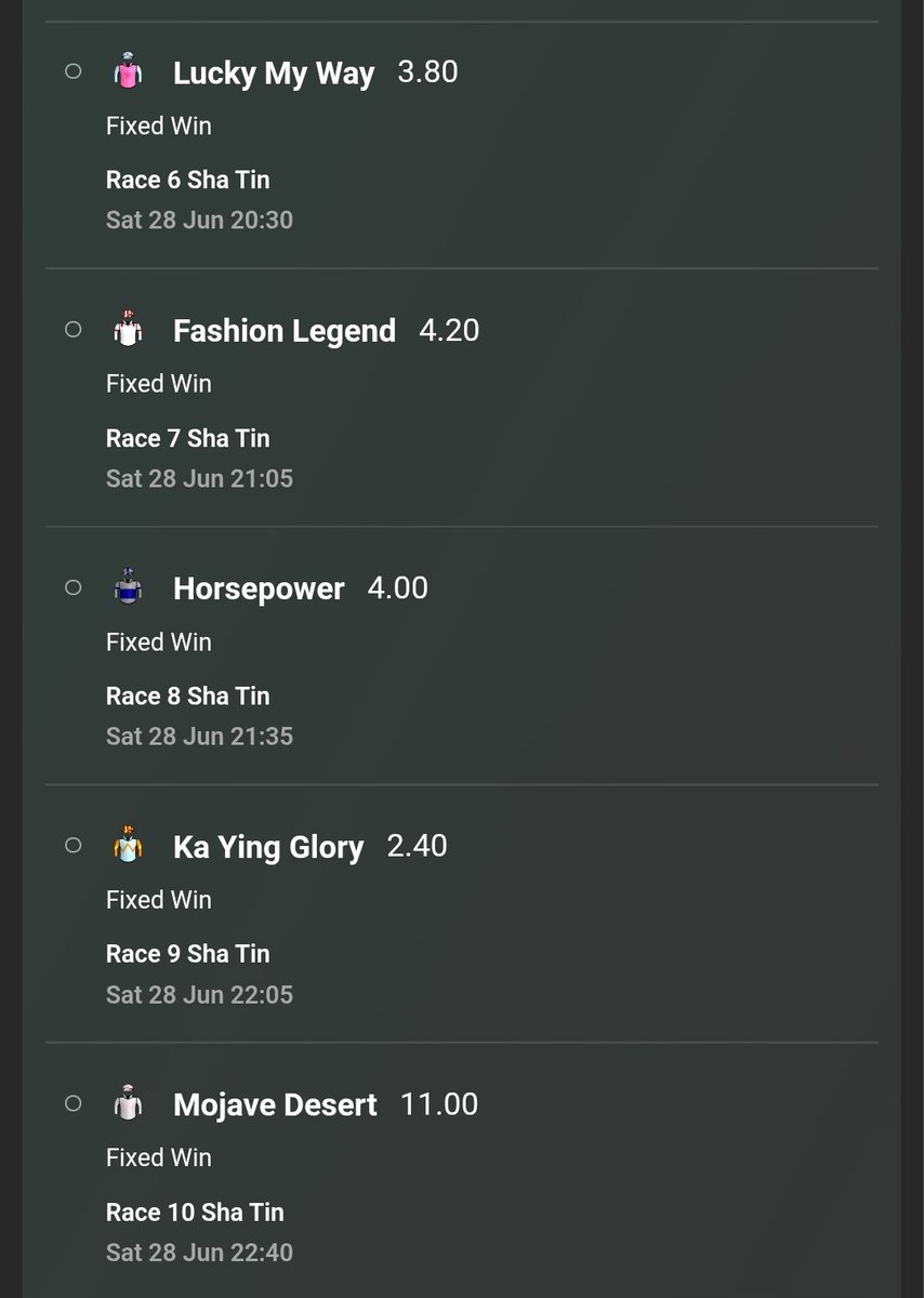 Sha Tin Super Yankee on a Saturday 
At least I'm not going to have a losing multi on a Sunday