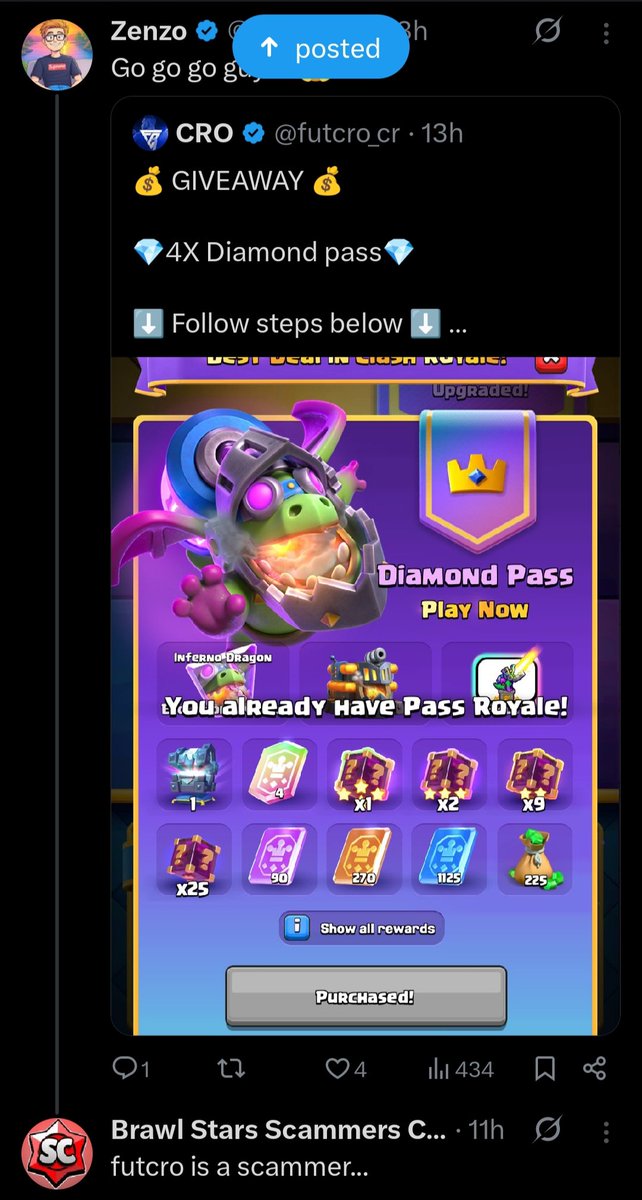 Update: The Giveaway is deleted 😂

Idk what let those ppl to trust these scammers...
x.com/ScammersChaser…