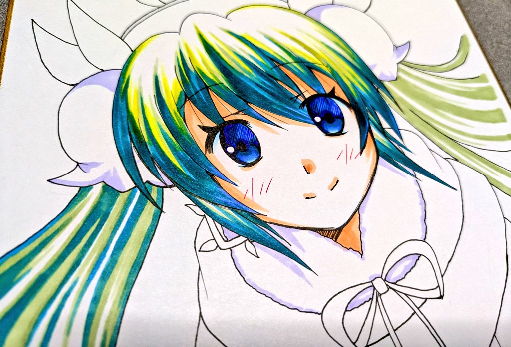 初音ミク 「今日は調子が良いな。 色ペンを変えて正解だった。」|キノ店員のイラスト