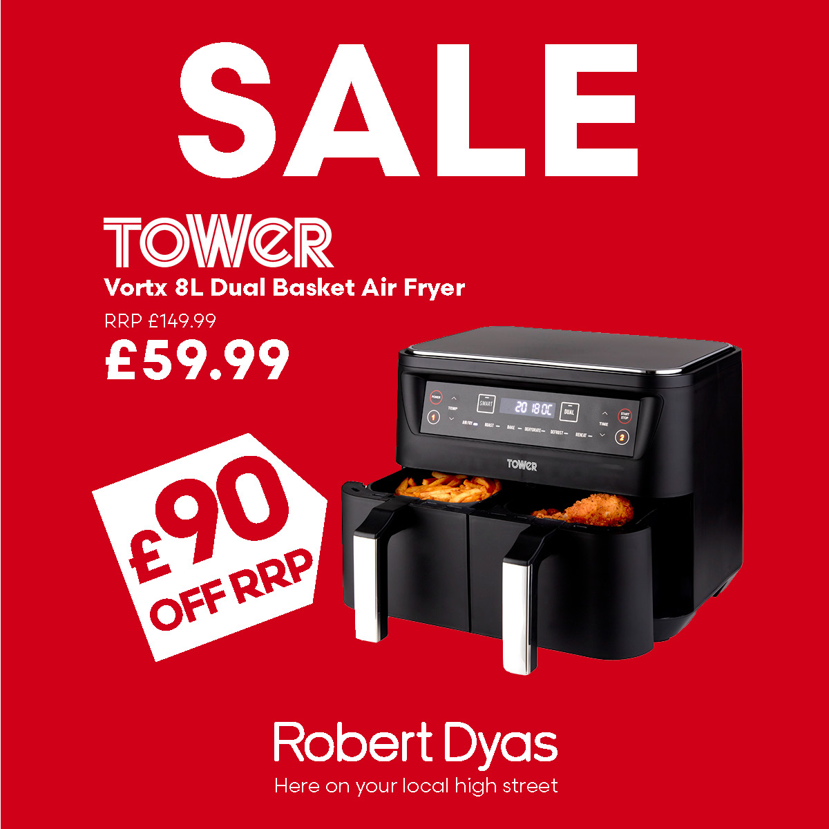 You serve the dinner, we’ll serve the deals: Fast, healthier frying that’s better for your energy bills, for only £59.99 – bon appetit! 🍗 

bit.ly/45BojwM #sale #airfryer