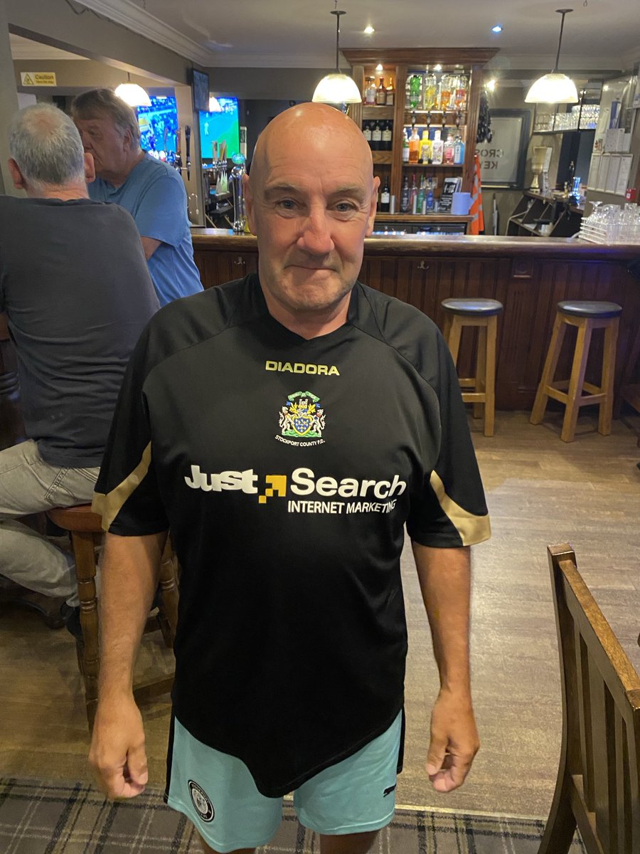 This fella looks great in his raffle prize from the Stockport County Players Association night last night. Tommy Sword and Oshor Williams, two heroes of mine, reliving their careers.  Fantastic night.  Kindly sponsored by HB Printing of Marple, for all your printing needs.