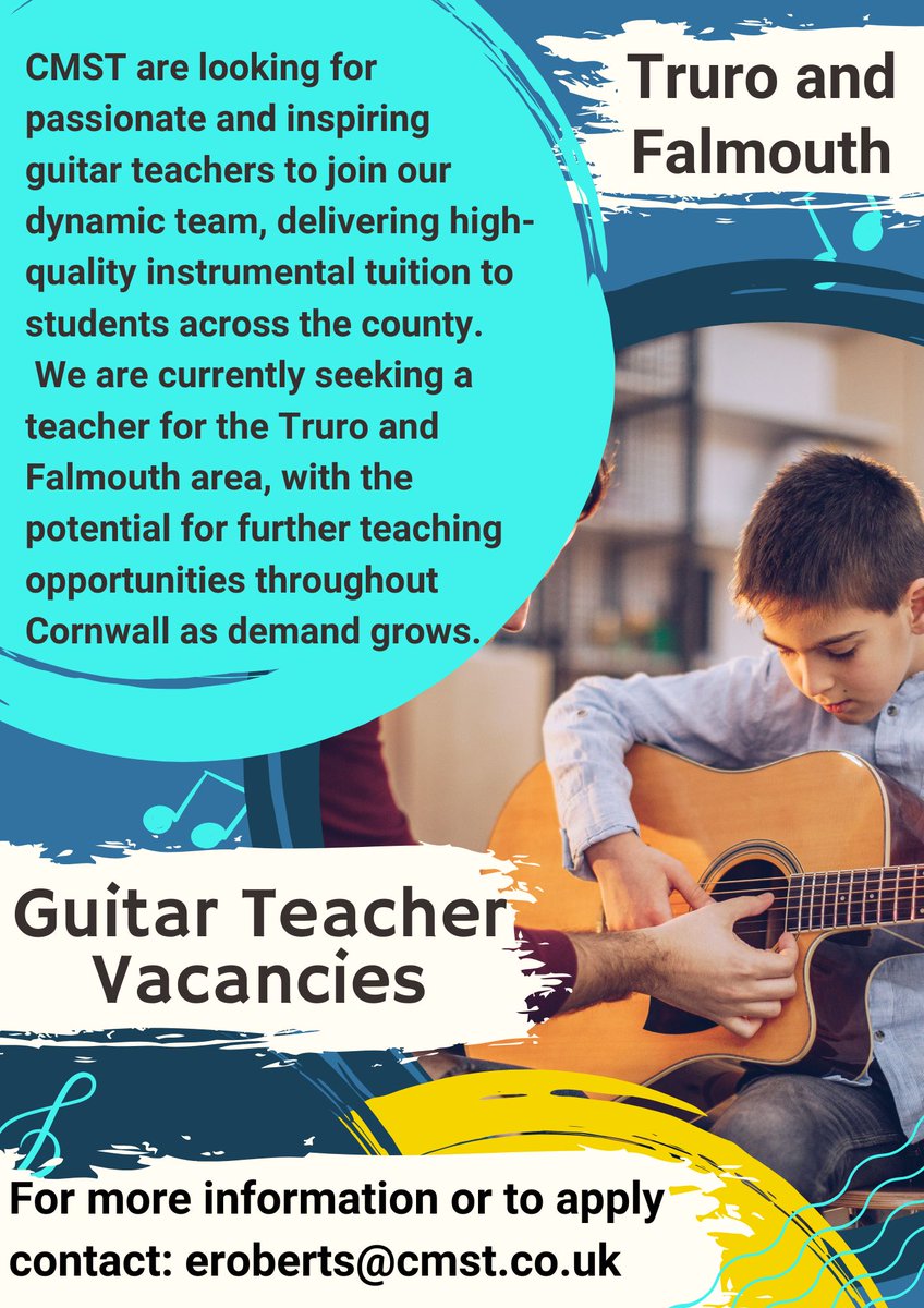 🎹🎸 We're hiring! CMST has vacancies for Piano and Guitar teachers in the Truro &amp; Falmouth area. If you’re passionate about music &amp; ready to inspire young musicians, this could be your perfect role! 🎶

Apply now 👉 cmst.co.uk/vacancies #MusicJobs #CornwallMusic