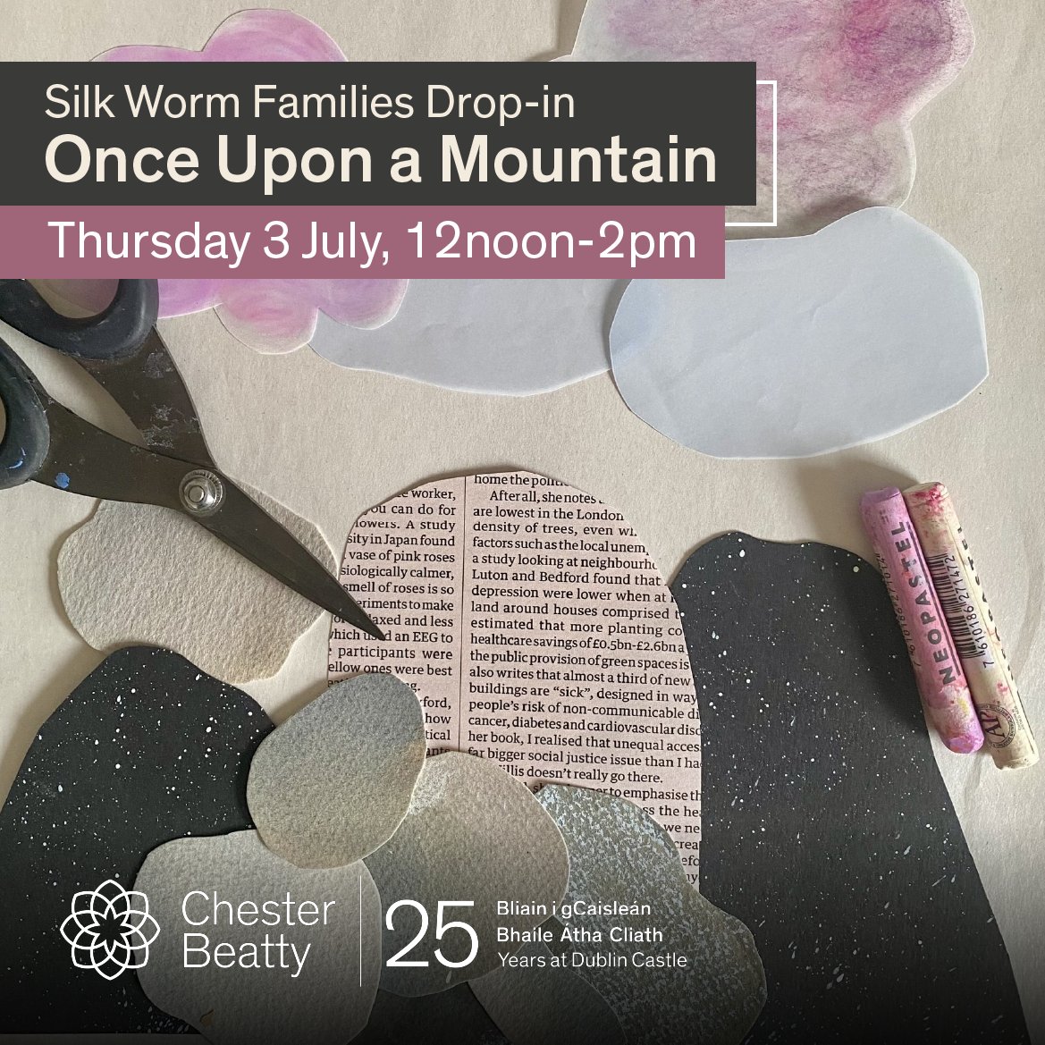 Join us for this summer’s activity and create a beautiful landscape using mixed-media materials, layered textures, recycled papers and bold book-marking. 🎟️ FREE, no booking required. Limited to 15 participants. Please note: children must be accompanied by a parent or guardian.