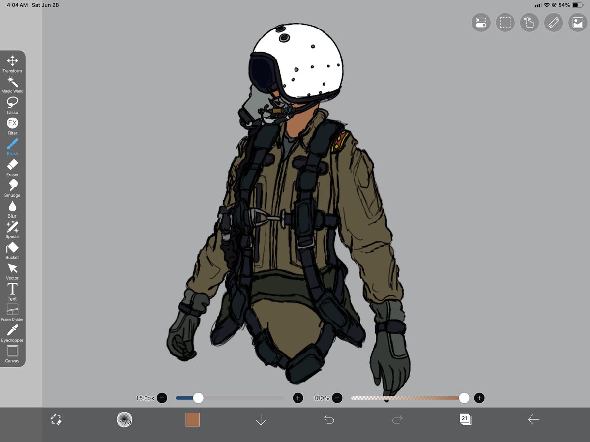Waifu_Vega's tweet image. Making the pilot uniform for not-Iraq in my setting (sudden 3-4am inspiration hit)