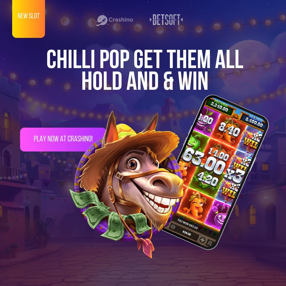 🆕 New Slot Game: Chilli Pop: Get Them All 🌶️🎉

Exploding symbols, fiery features, and a fiesta of Hold &amp; Win bonuses bring the heat in every spin.

🤩 Volatility: Medium-High
💵 Max Multiplier Win: 4,320x

👉🏻 Play now: crashino.com/en/casino/bets…