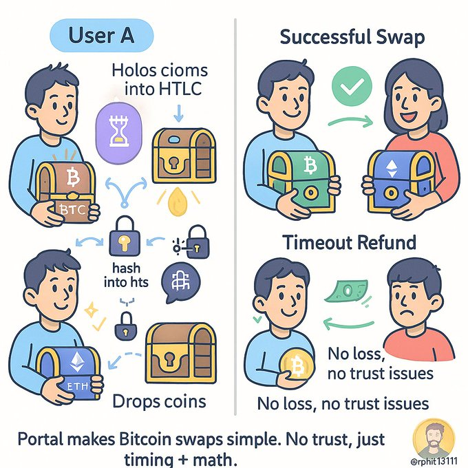Real Bitcoin. Real cryptography. No drama 👇

The Problem:Cross-chain swaps are risky.
 Most use trust or workarounds.

<a href="/PortaltoBitcoin/">Portal</a> solves it with HTLCs.

Real bitcoiners believe in DEX on Defi.

<a href="/PortaltoBitcoin/">Portal</a>