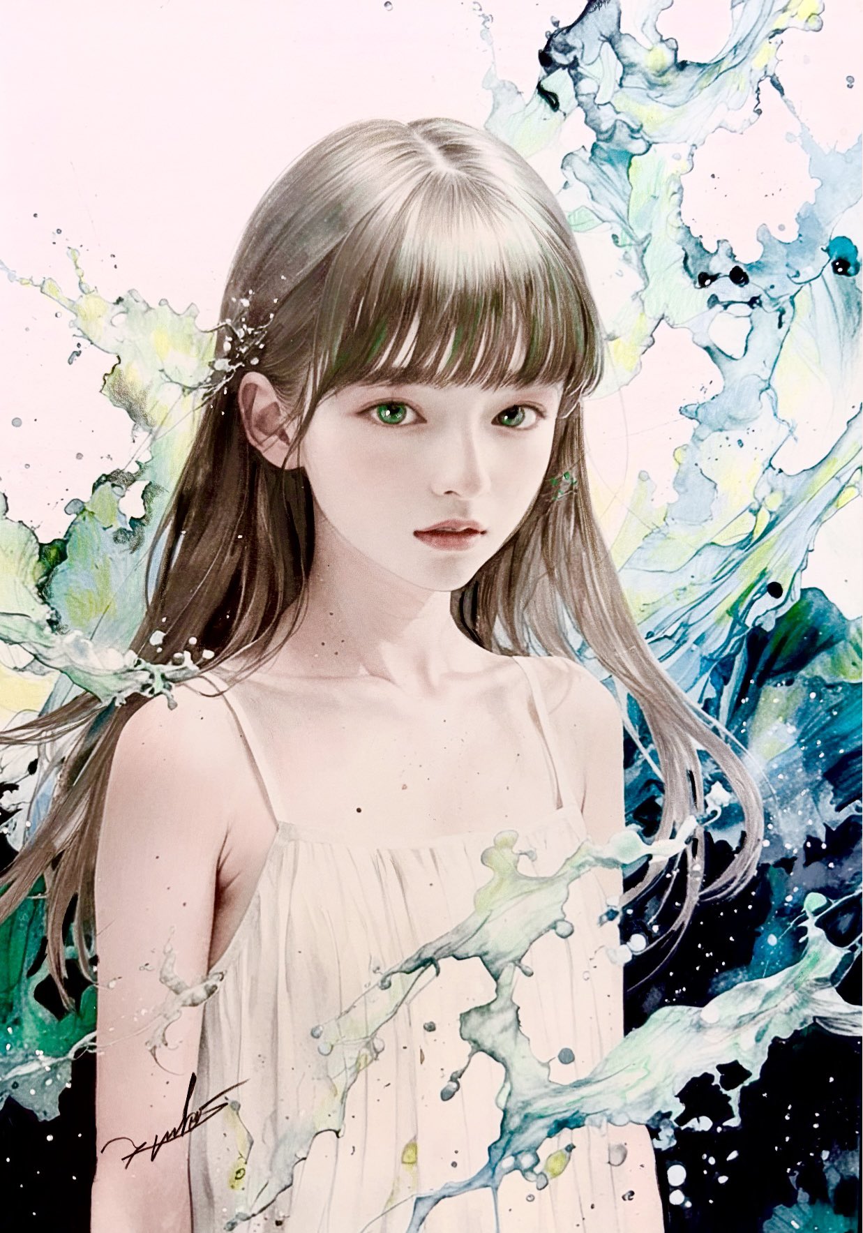 絵画 色鉛筆画 少女 まきむらゆうこ 「ピメノヴァ」