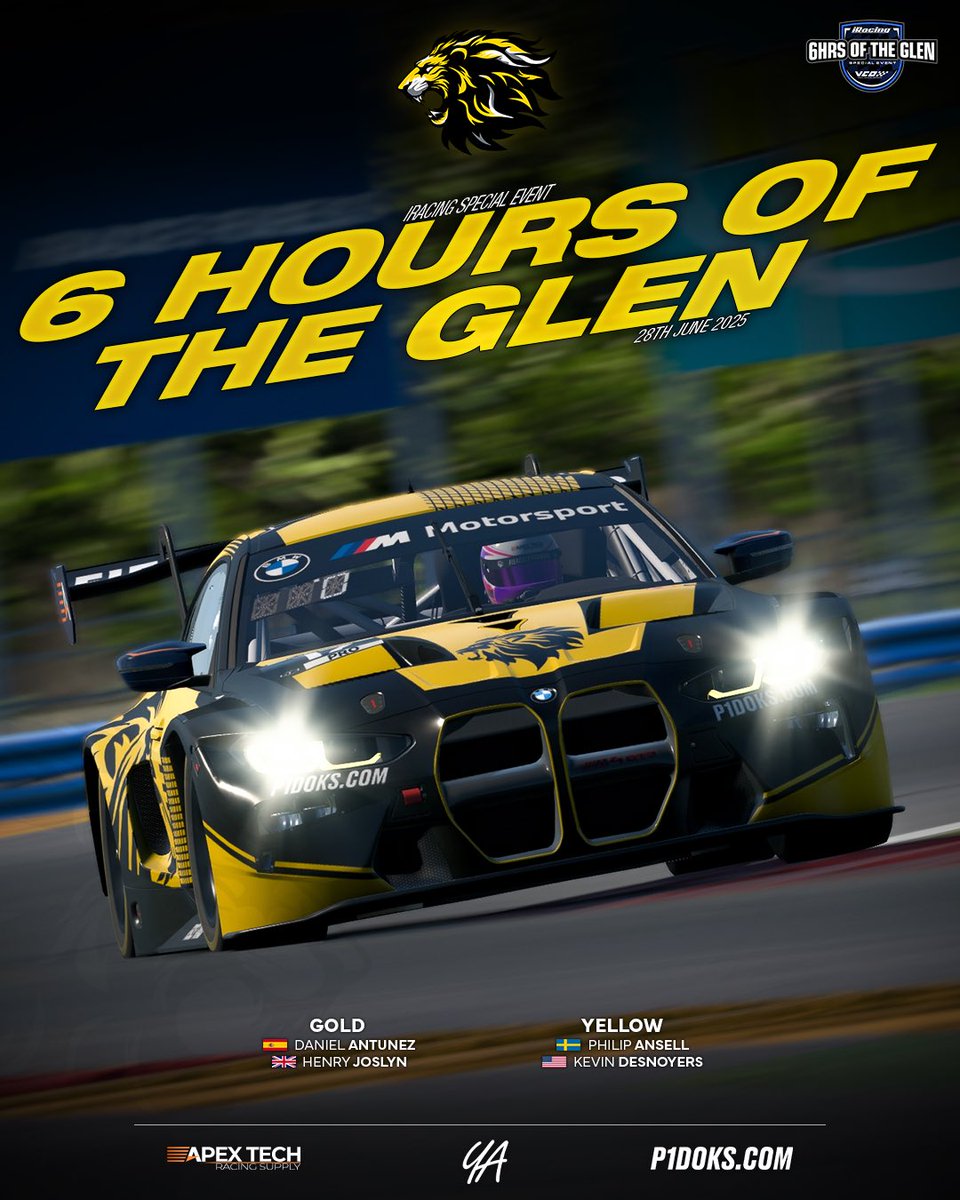 fiercelyforward's tweet image. The Glen starts today!

Here are our drivers for the @iRacing Glen 6H Special Event!
Good luck to all our drivers and our competitors! 

Sponsors 👥
@p1doks 
ApexTech Racing Supplies

Photographer 📸
@SimPhotosYA 

Graphics
Brandon Blakesley 

#iracing #iracingofficial…