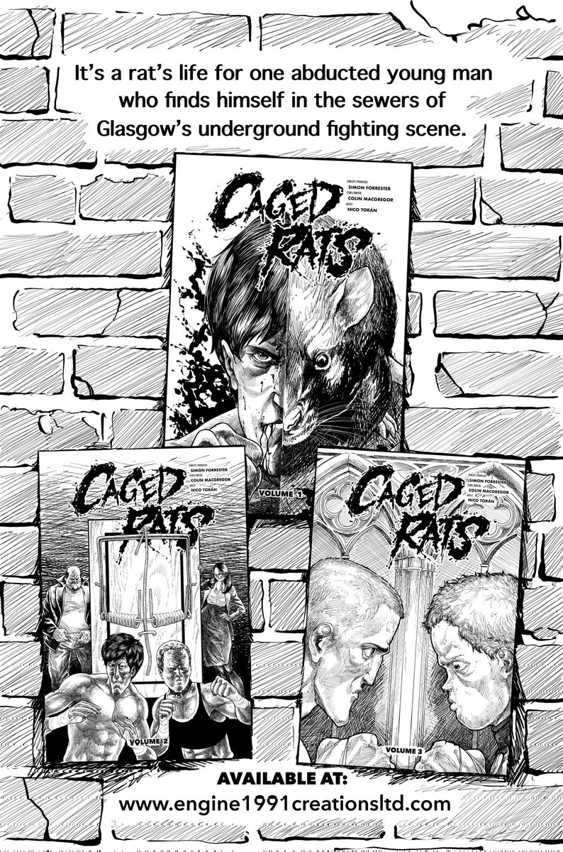 E1991Creations's tweet image. Today and tomorrow,  10am-4pm, I'm exhibiting for the excellent @BGCPComicCon in their free entry weekend comic con inside Falkirk's Howgate Shopping Centre!

I'm selling signed copies of Caged Rats The Comic Vols 1-3 and original horror posters!

engine1991creationsltd.com 

#BGCP