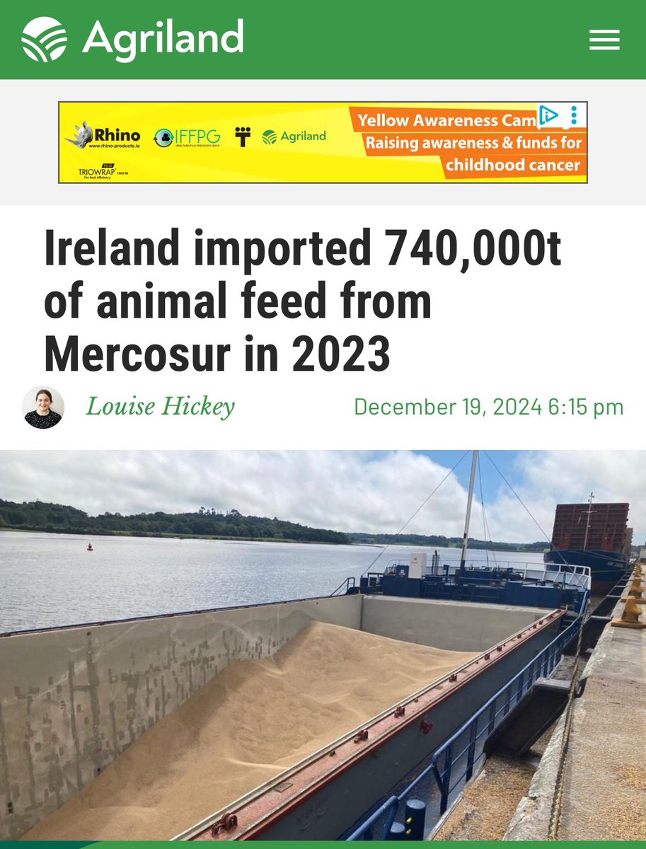 Ireland imported 740,000t of animal feed from Mercosur in 2023.

Mercosur trade deal has been a big issue for livestock for farmers and rightly so but do they see the double standards in feeding feed from these countries to their animals?