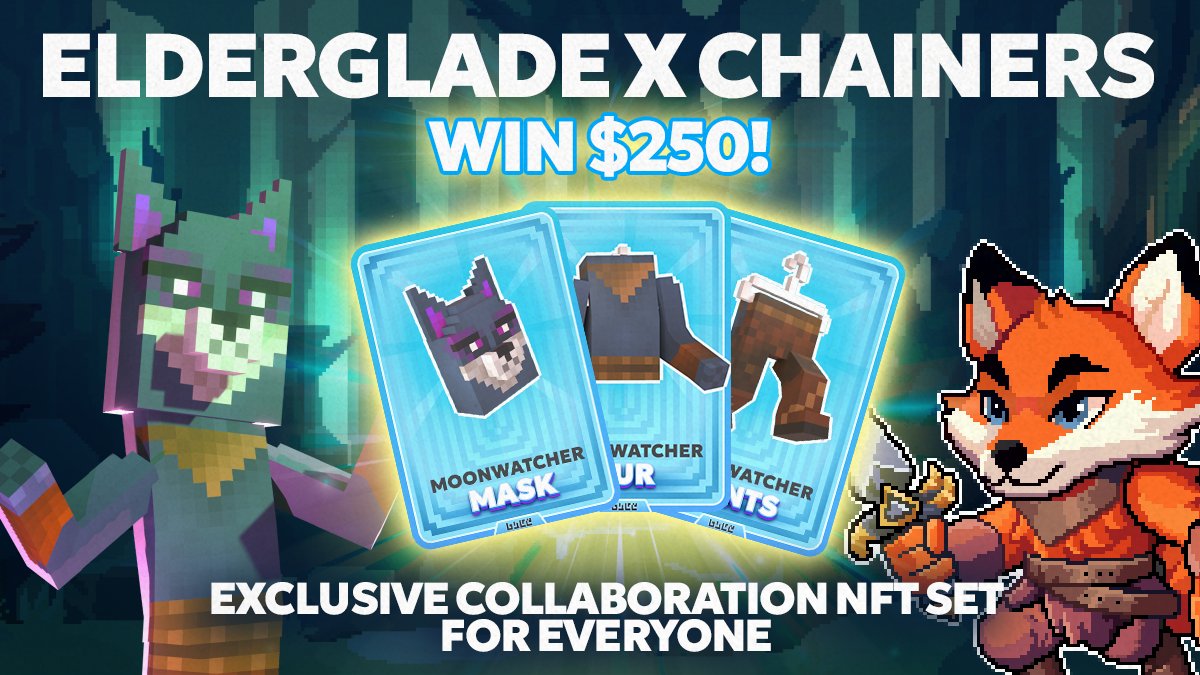 Chainers 🍟 (@chainersgame) on Twitter photo 🌲ELDERGLADE + CHAINERS #COLLABORATION 🌲
EXCLUSIVE NFT SET🐺 #AIRDROP for EVERYONE❗️ + $250 💸 for 10 special winners!
Our art team created a limited ⏳ collaboration #NFT set that represents one of the characters from <a href="/Elderglade/">Elderglade</a> !
Ready for our adventure?🗺 Want to have a 🌲ELDERGLADE + CHAINERS #COLLABORATION 🌲
EXCLUSIVE NFT SET🐺 #AIRDROP for EVERYONE❗️ + $250 💸 for 10 special winners!
Our art team created a limited ⏳ collaboration #NFT set that represents one of the characters from <a href="/Elderglade/">Elderglade</a> !
Ready for our adventure?🗺 Want to have a
