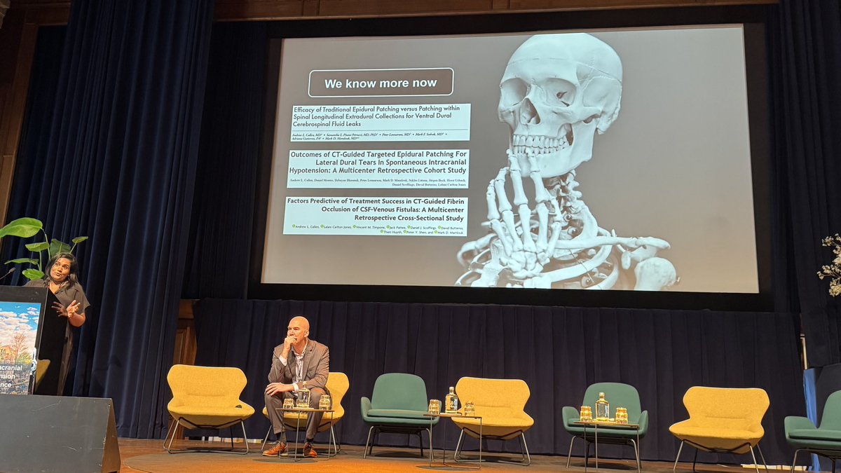MarkMamloukMD's tweet image. On the first day of the international SIH leak conference in Amsterdam, @NeuroradLal highlights the role of targeted patching for the various types of CSF leaks.