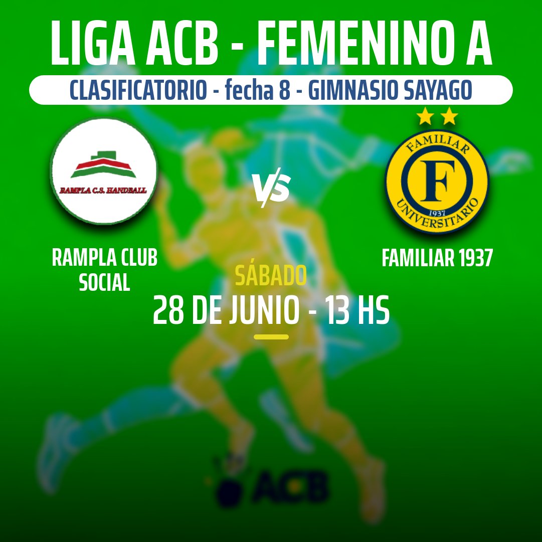 #HoyJuegaRampla  🤾🏻🟢🔴🇺🇾
Liga ACB de Balonmano 
Torneo Femenino A 
Clasificatorio  - Fecha 8