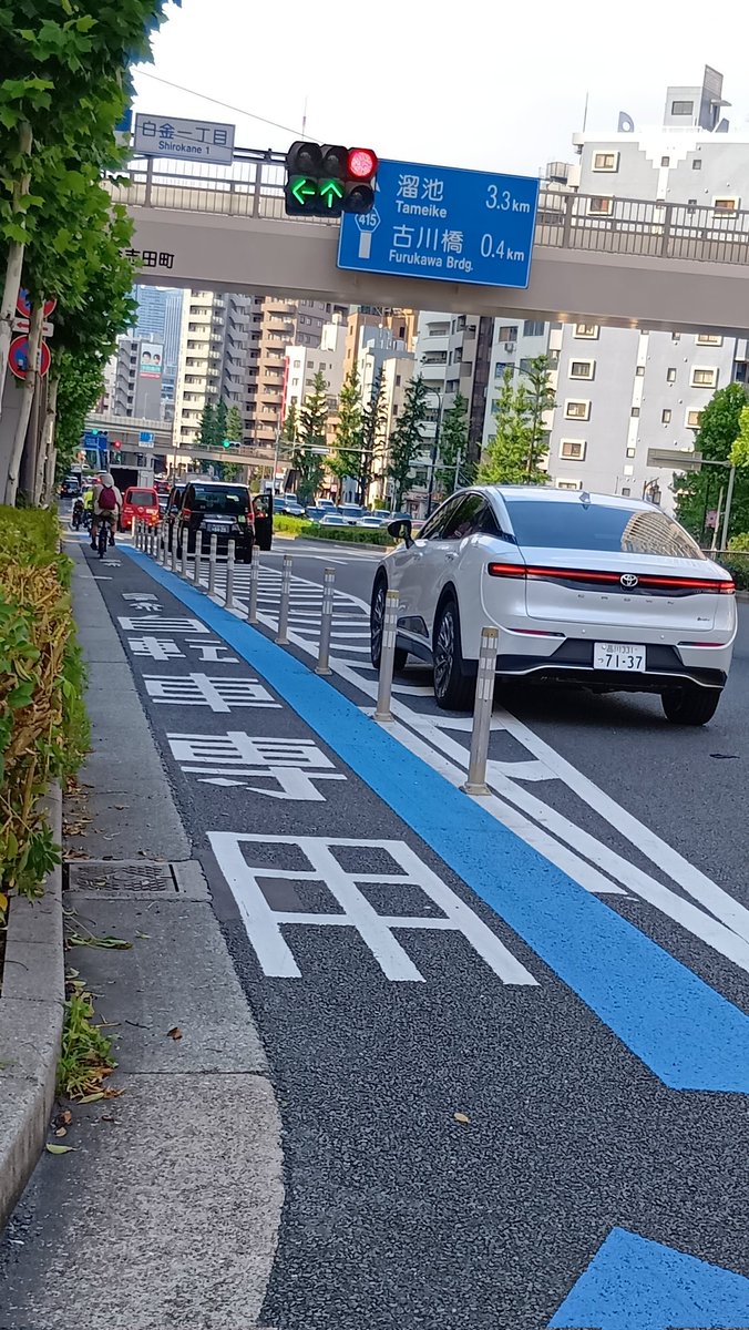 港区で見かけた自転車専用レーン。青キップをはじめる前に、せめてこれぐらいは日本でも道を整備して欲しいです。