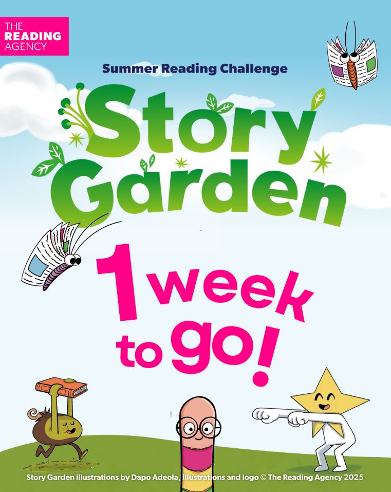 WaltonLibrary's tweet image. One week to go until the Story Garden blossoms in libraries across the UK! Join the Summer Reading Challenge 2025 to discover books, earn rewards, and explore the magic where stories and nature meet @readingagency #SummerReadingChallenge #StoryGarden 🌺
