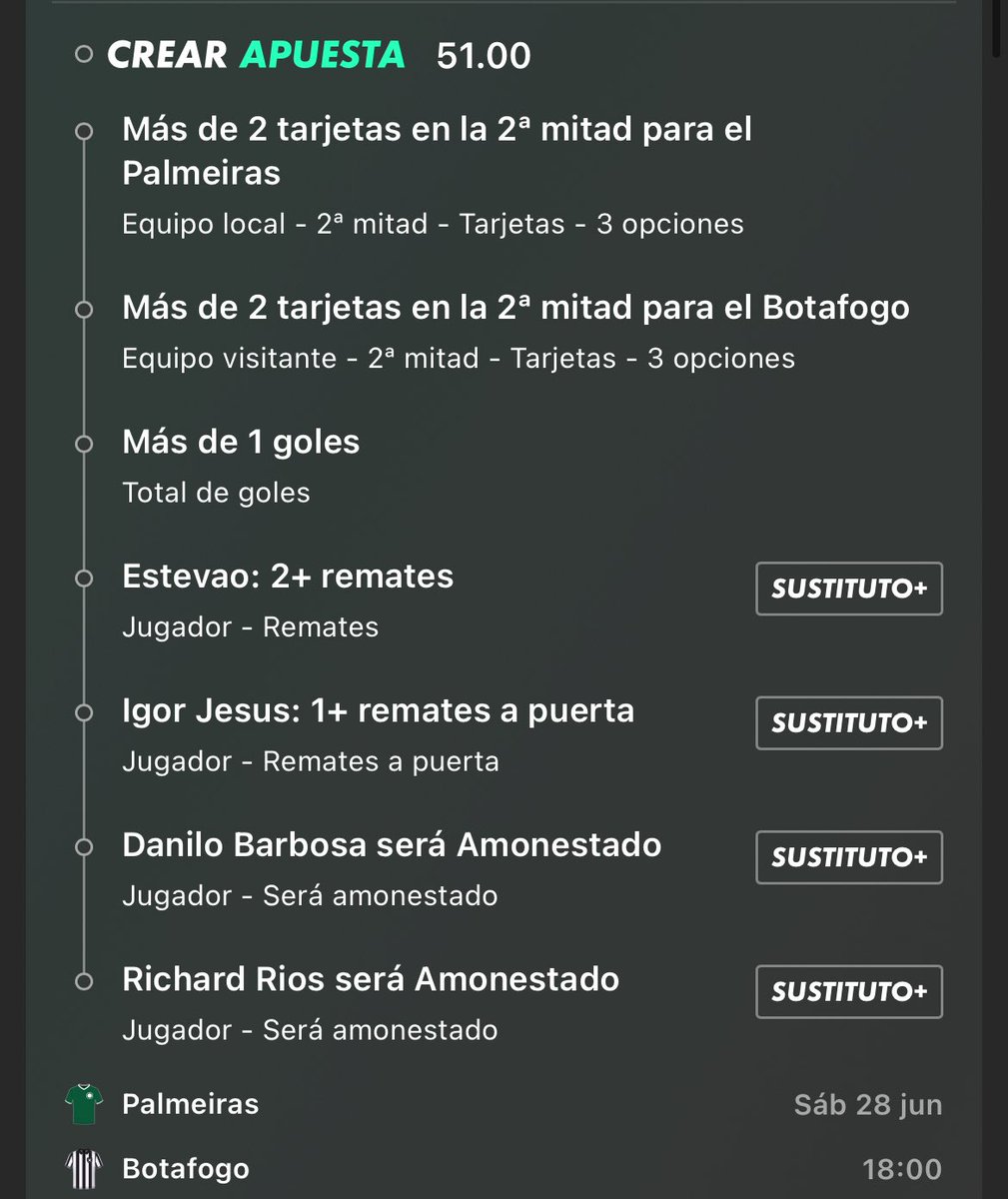 AlwaysGreenn's tweet photo. Sabemos la importancia de los equipos brasileños en esta competición 🏆
Partido eliminatorio por lo tanto partido calentito con muchas faltas 🔥
Probamos estas cuotas 4.2,12,51 y 111 💣 https://t.co/b7UZjj5IEA