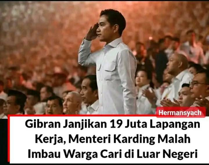 Dulu janjikan 19 juta lapangan kerja di dalam negeri buat rakyat jika dia dapat kerja jadi wapres

Setelah jadi wapres, menterinya nyuruh rakyat cari kerja di luar negeri agar mengurangi pengangguran di dalam negeri

Kasian rakyat kena tipu terus