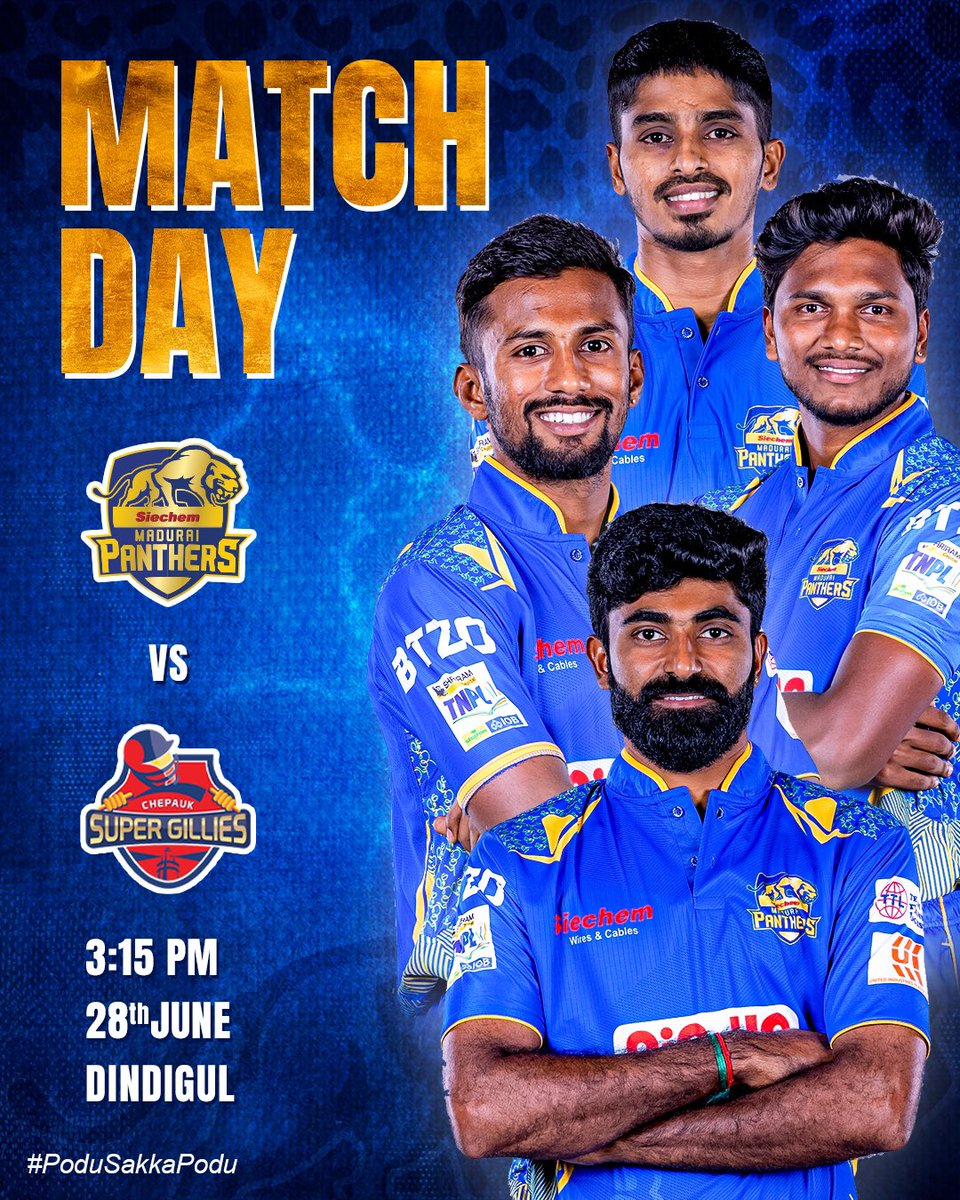 It’s Matchday 🏏

#PoduSakkaPodu #SiechemMaduraiPanthers
#TNPL2025
