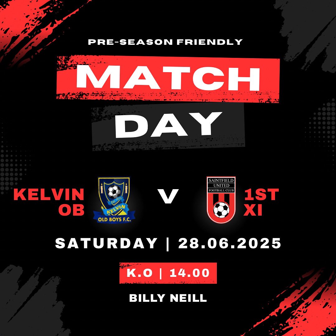🔴⚫️⚽️ FOOTBALL IS BACK ⚽️⚫️🔴

Our First XI return to action today in a pre-season friendly against Kelvin OB.

KO 2PM
Billy Neill

Get down and show your support 💪

#footballisback #saints #saintsahead 
🔴⚫️⚽️🔴⚫️⚽️🔴⚫️⚽️🔴⚫️⚽️
