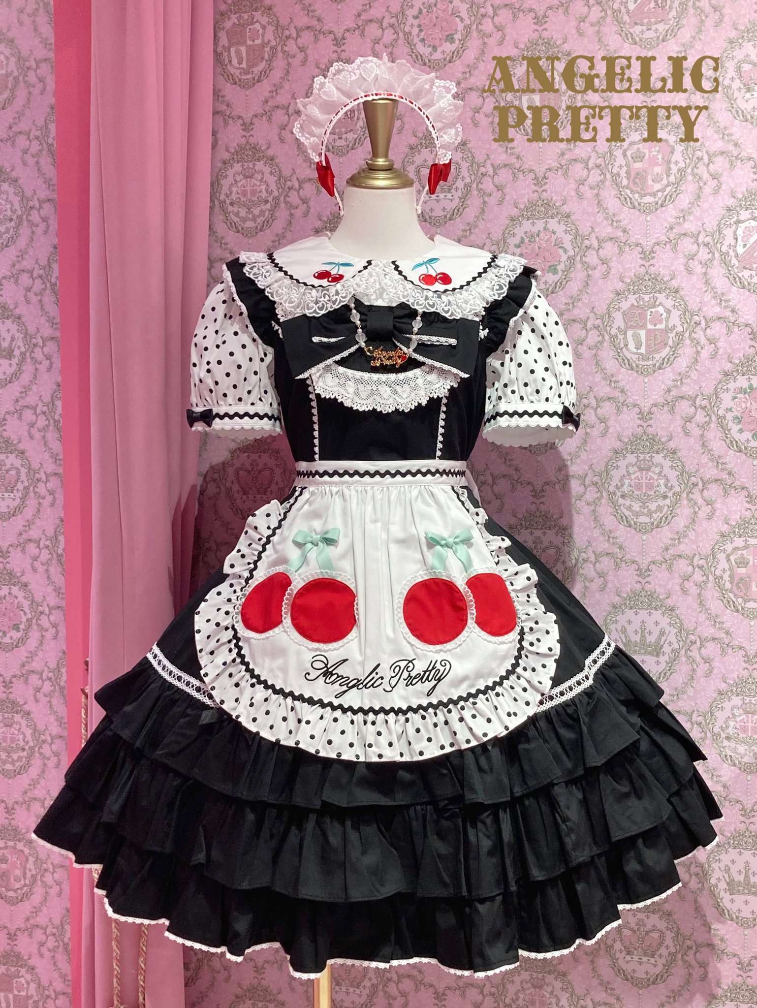 Angelic Pretty スカート　エプロンと胸当て付き Angelic Pretty ハート胸当て付きスカート-最も安い配送方法