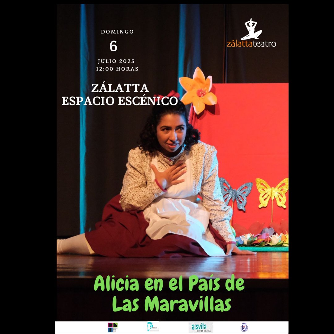 Alicia se aburre y comienza a soñar despierta. En medio de su ensoñación, un conejo cruza su jardín con mucha prisa y Alicia decide seguirlo. ¿A dónde irá?¿Quieres descubrirlo?

6/7/2025
12:00 h.
En Zálatta Espacio Escénico
“Alicia en el País de Las Maravillas”

#ViveElTeatro