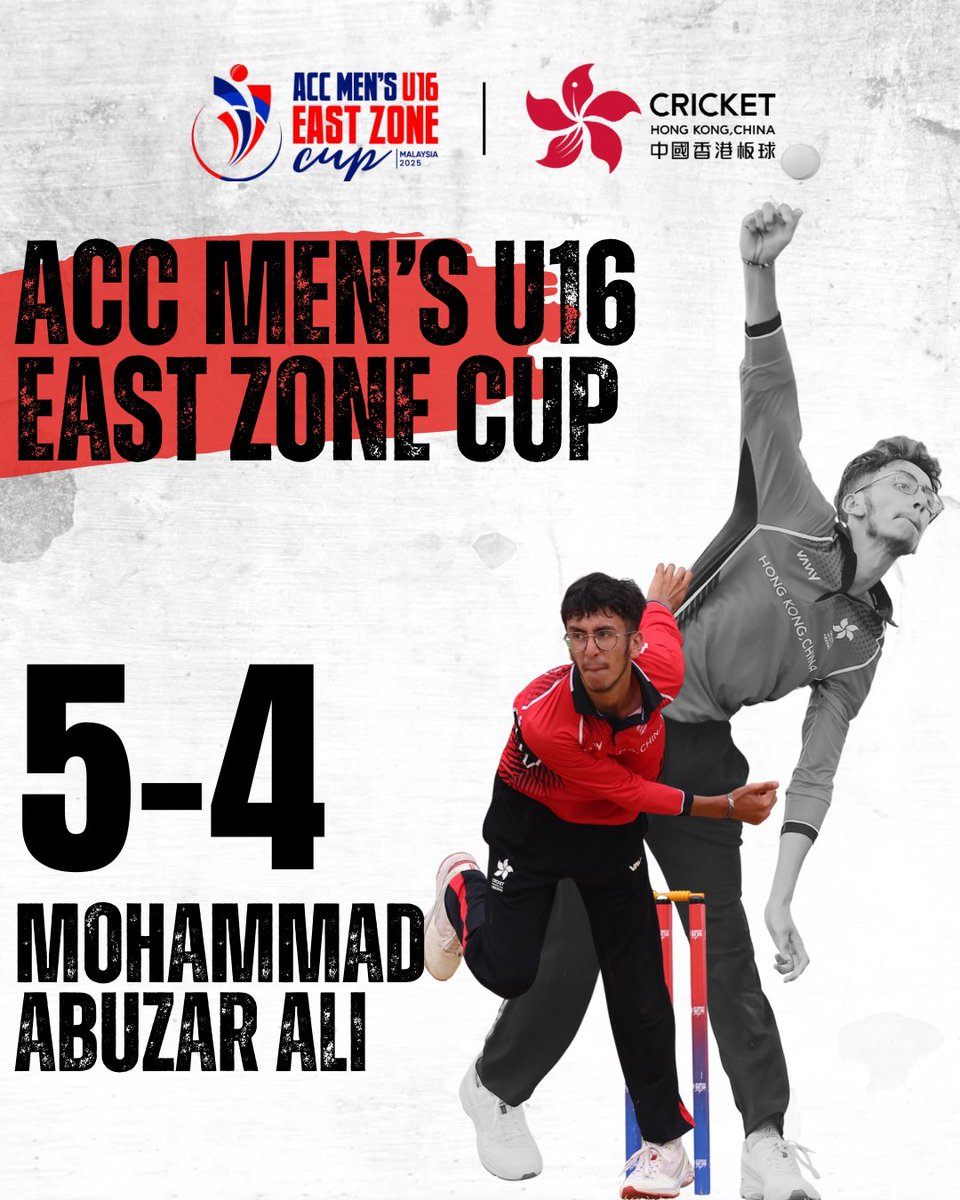 🎉 Huge congratulations to Mohammad Abuzar Ali for his brilliant 5-wicket haul in the ACC Men's U16 East Zone Cup! 🔥

#hkcricket #cricket #menscricket #ACCMensU16EastZoneCup