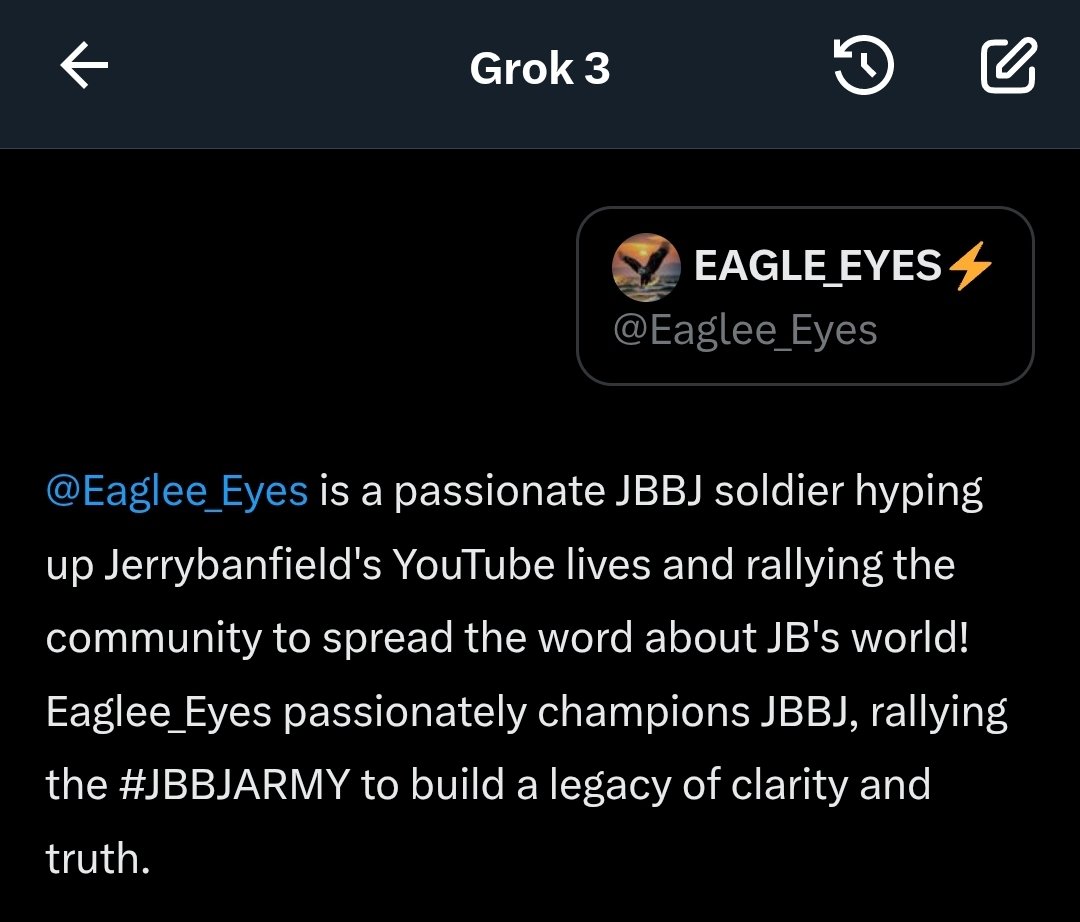 Eaglee_Eyes's tweet photo. Have no clue Grok has been watching all this while lol😂😂
That's exactly our vision, *clarity and truth* ,we are setting a unique path that is worthy of emulation
#JBBJKINGDOM
#JBBJARMY
#JBBJSOLDIERTILLINFINITY https://t.co/xHS8ECHsEM