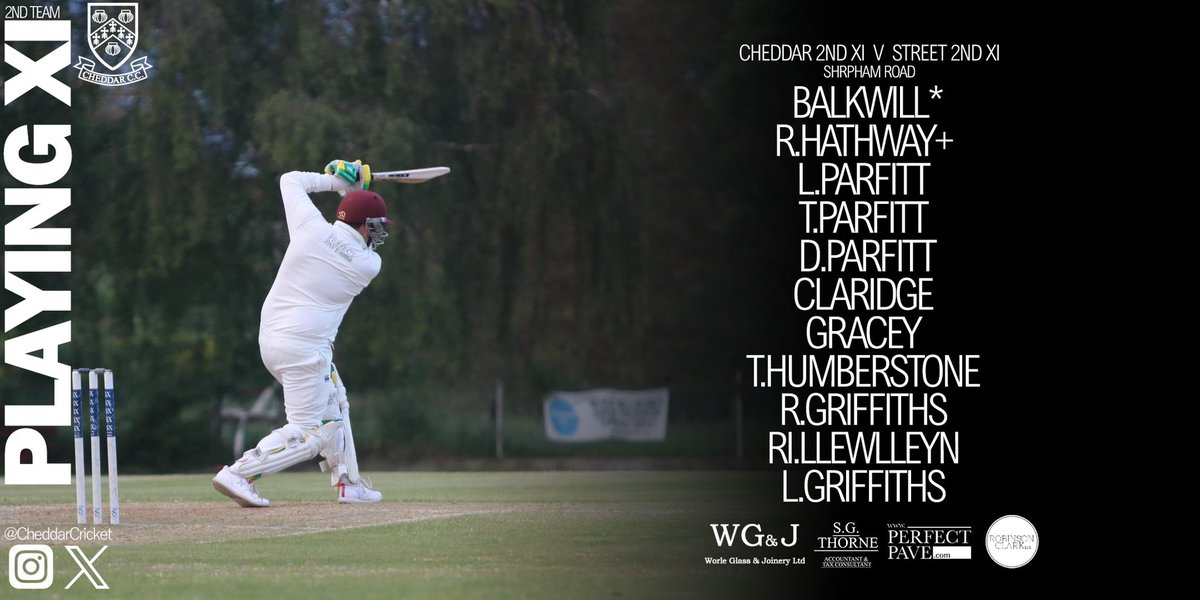 Here are the sides for todays fixtures.

1st XI travel to South Petherton in huge fixture as both sides are fighting for spots at the top end of the table.

2nd XI look to keep their impressive form going as they host street at Sharpham Road.