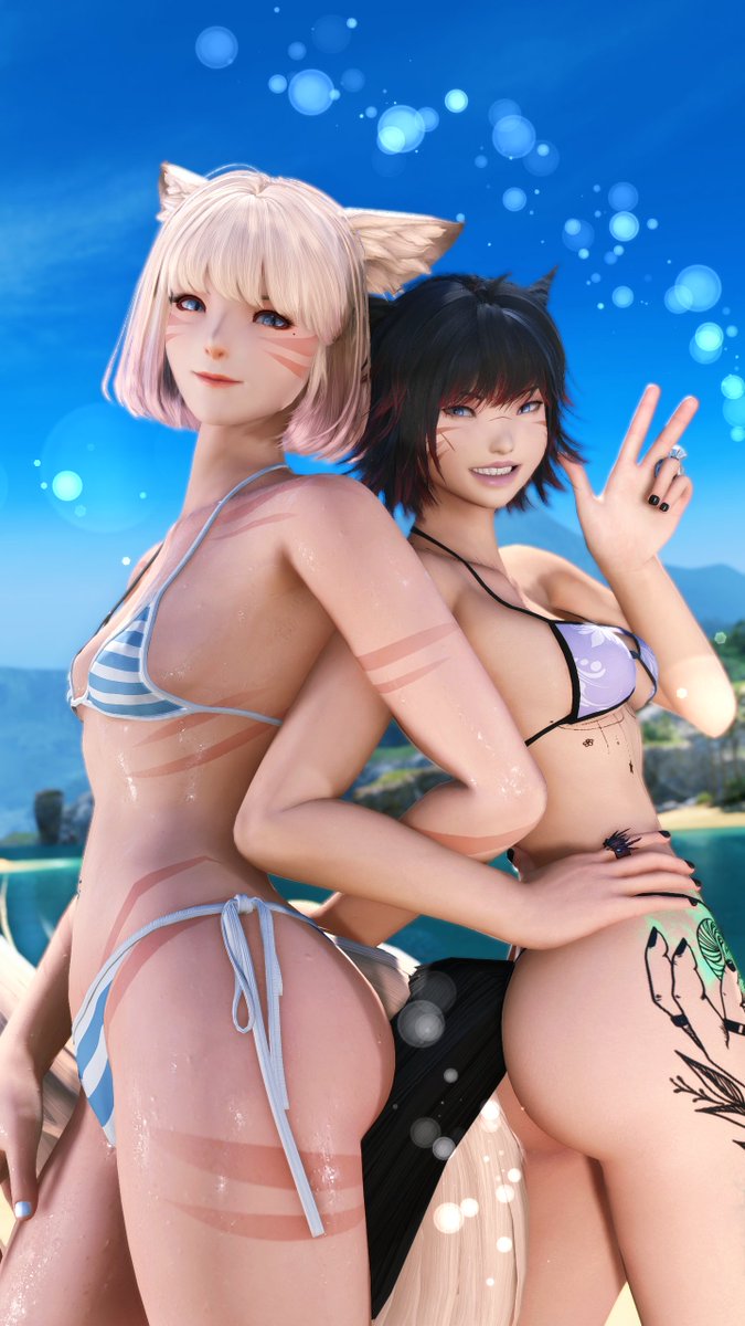golden_xiv's tweet image. #ffxivsummerbash with cutest wifey @NimuneXiv