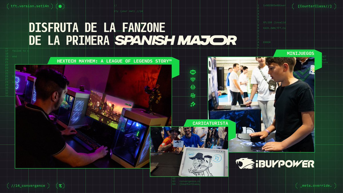 Disfrutad de la Fanzone de la primera Spanish Major con  minijuegos, un caricaturista 6⃣4⃣, y mucho más 🥳

 🎫 Comprad vuestra entrada y llevaos un pack de bienvenida: eventbrite.com/e/entradas-tft…