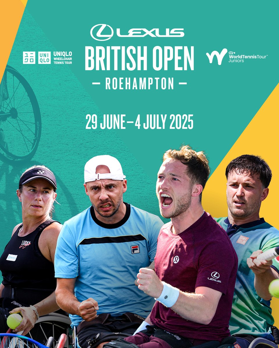 If you miss today's wheelchair tennis at the Lexus Eastbourne Open, no stress...

Today's finalists (and more) are back in action at the Lexus British Open Roehampton from Tuesday

Get your £10 tickets for the week here 👉bit.ly/43QgVek

#wheelchairtennis | #juniortennis