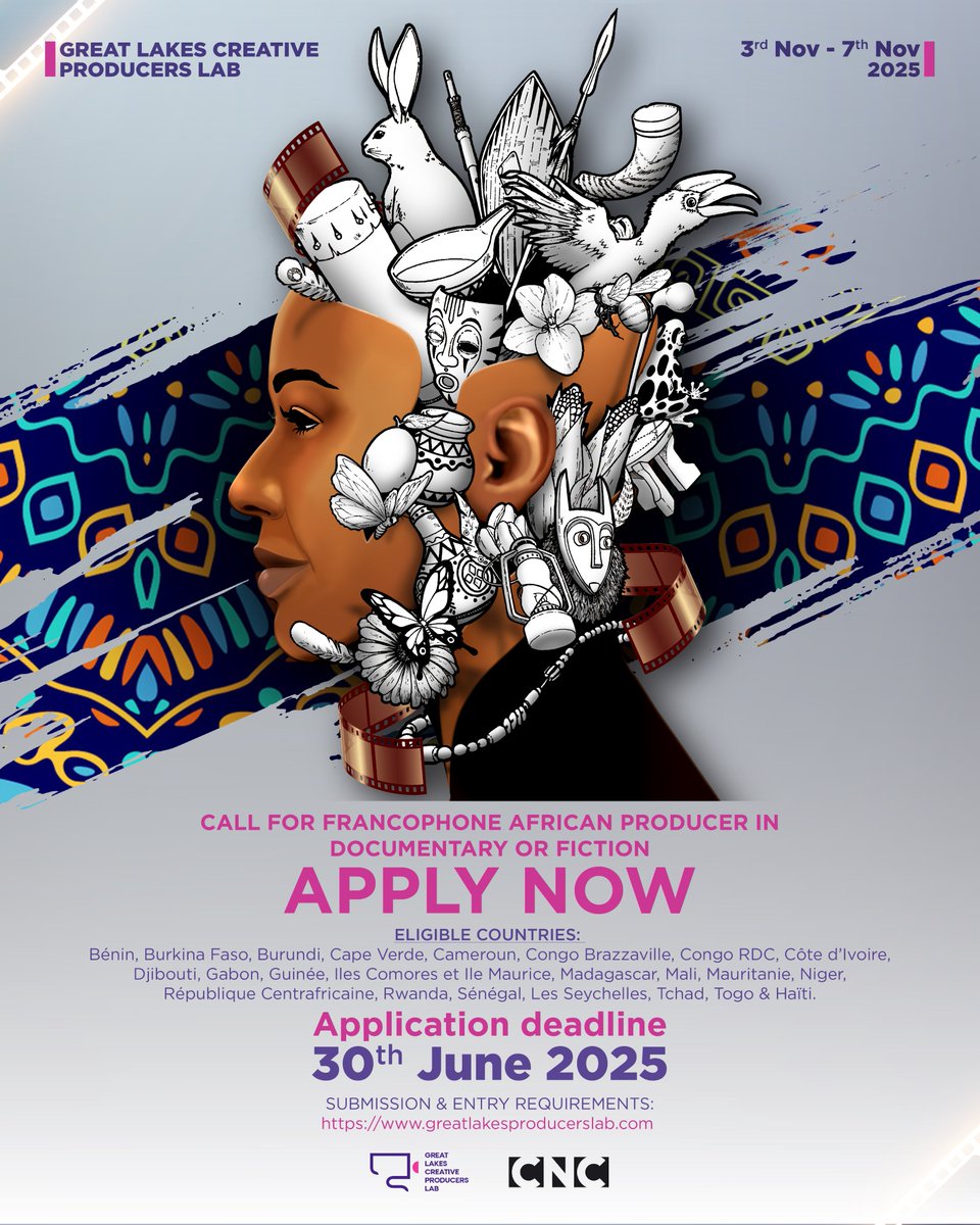 Exciting news! Applications are open for one Francophone African producer to join the 5th edition of the Great Lakes Creative Producer's Lab. Check eligibility and apply 👉👉👉 greatlakesproducerslab.com #Film #Africa #GreatLakesProducersLab