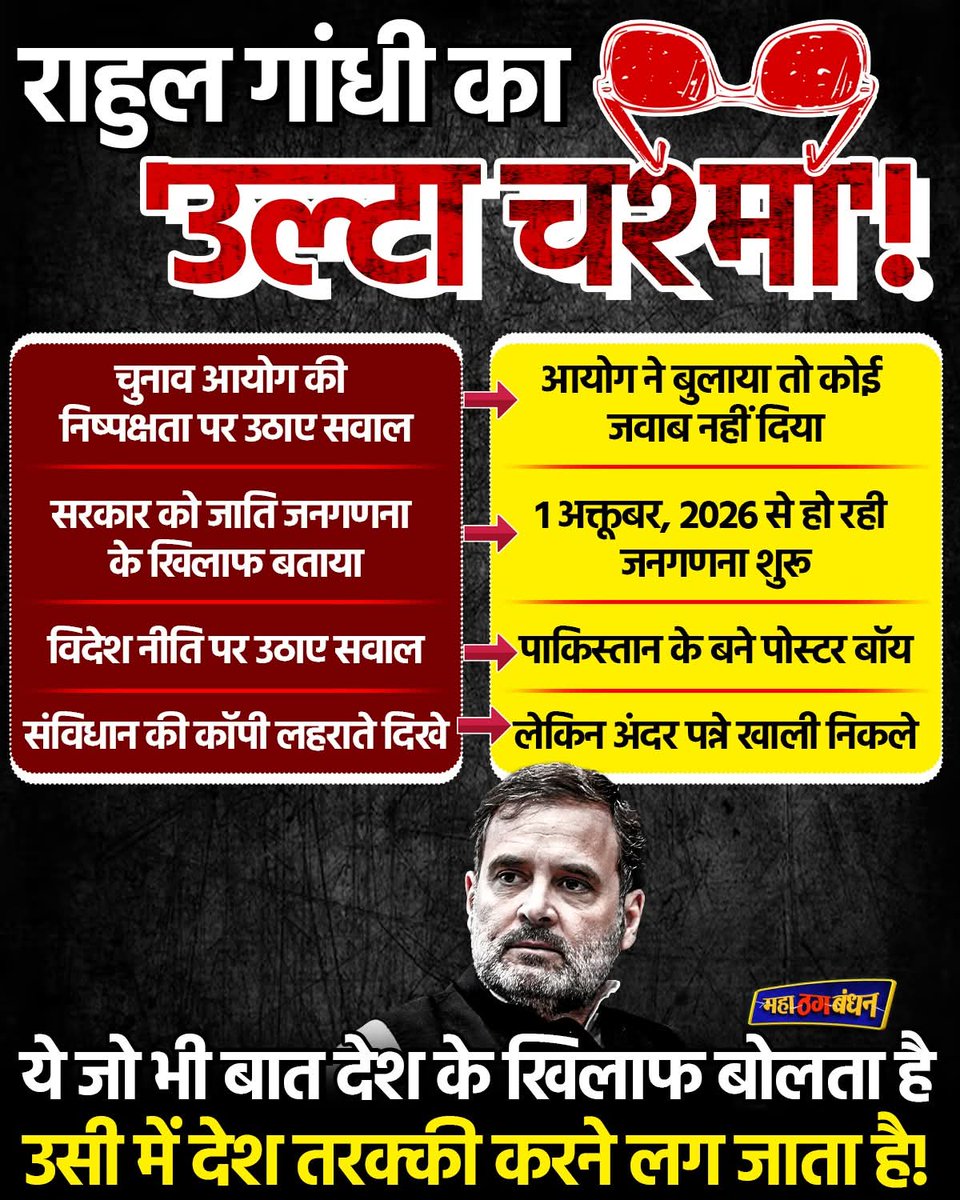⚫ जीवन में कभी किसी वजह से अगर 
अपरिपक्व , अक्षम राहुल गांधी देश का 
पीएम बना तो देश को बर्बाद कर देगा ‼️

🖤 इसका लक्षण देश द्रोही वाला है , चोरी , भ्रष्टाचारी , आतंकवादी का समर्थक और 
हिंदू द्रोही है‼️

विदेशी मां का पुत्र __