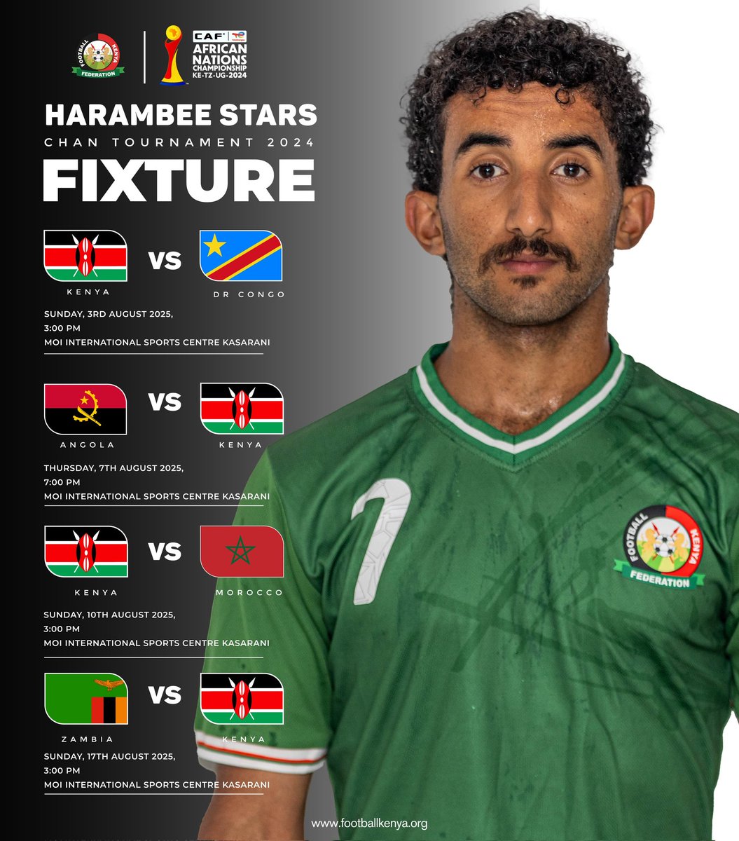 Hussein Mohammed (@husseinmoha) on Twitter photo The dates are out. The stage is set. Harambee Stars need your support. Let’s make CHAN 2024 a turning point - for our team, our fans, and Kenyan football. This is our moment to rally together and give our boys the backing they deserve.
But this is bigger than just us. Kenya, The dates are out. The stage is set. Harambee Stars need your support. Let’s make CHAN 2024 a turning point - for our team, our fans, and Kenyan football. This is our moment to rally together and give our boys the backing they deserve.
But this is bigger than just us. Kenya,