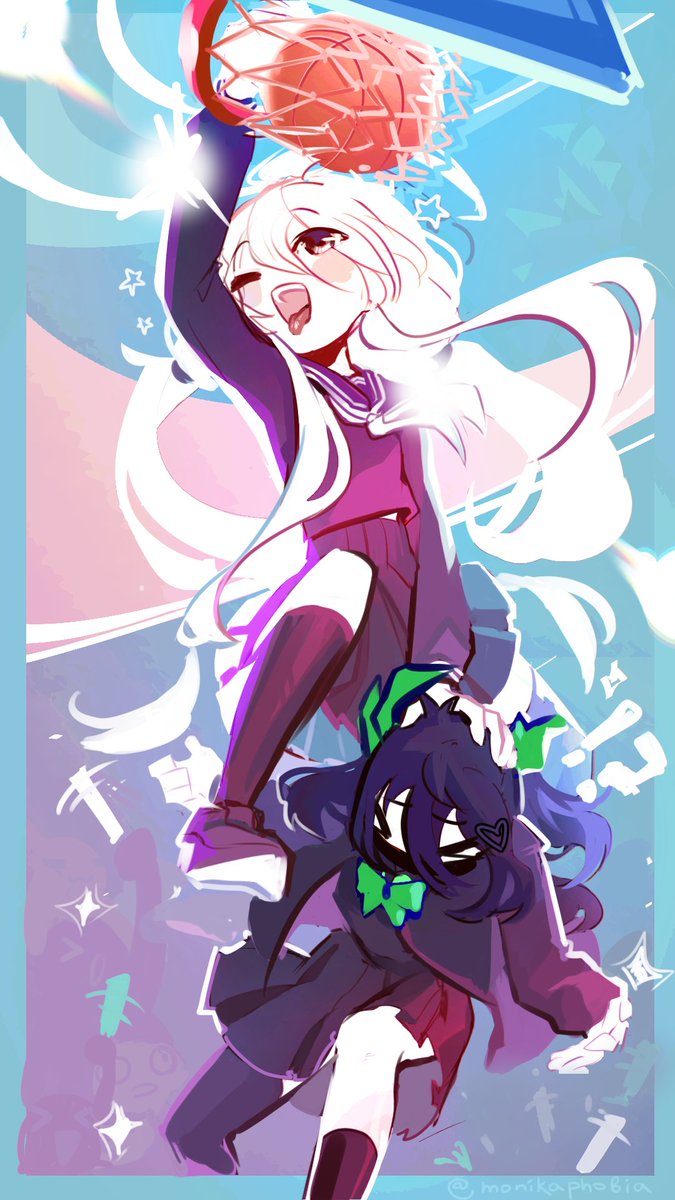 Monikaphobia's tweet image. Study-sama and Nere commissioned by orangerobot and sirlyon 

Uhh am I developing as an artist or this art turned out like this accidentally but I like how it looks

#heartheartart #neurosama