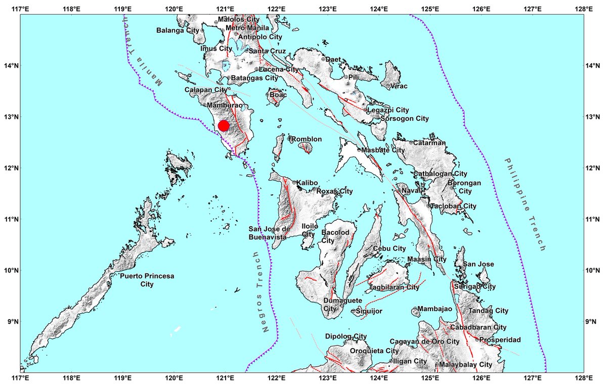 #EarthquakePH #EarthquakeOccidentalMindoro
Earthquake Information No.1
Date and Time: 28 June 2025 - 05:57 PM
Magnitude = 3.4
Depth = 004 km
Location = 12.81°N, 120.98°E - 022 km S 81° E of Sablayan (Occidental Mindoro)

earthquake.phivolcs.dost.gov.ph/2025_Earthquak…
