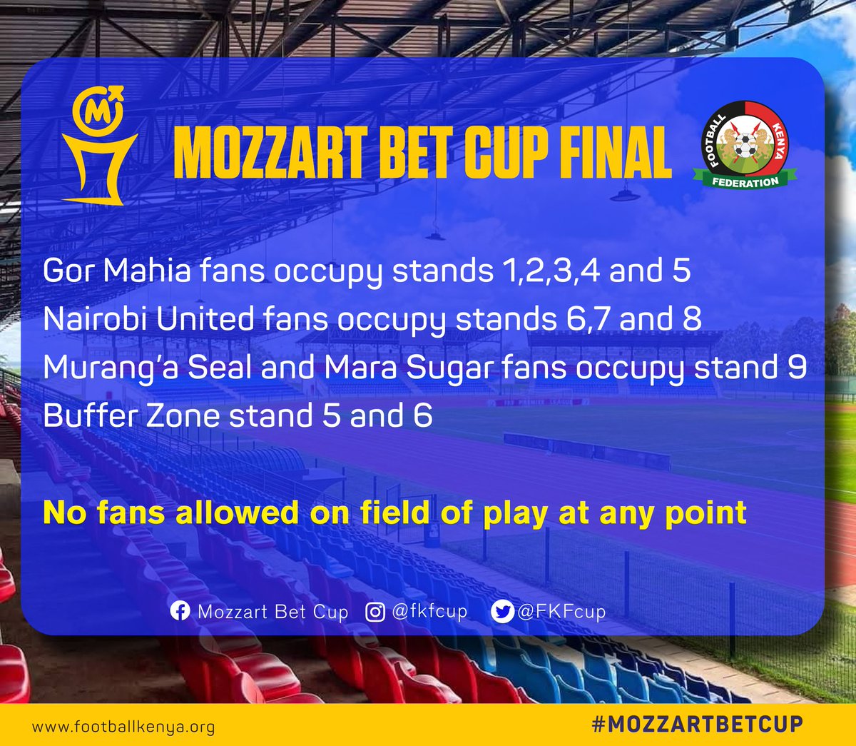 📝 Here's your matchday fan seating guide and safety plan

Let's make it a football festival. LIVE performances from Prince Indah, Breeder LW and DJ Bunny 🎤 football and music you can't ask for anything better 🔥

Get your tickets 🎟 online on 👉 tinyurl.com/2z3nbpx9