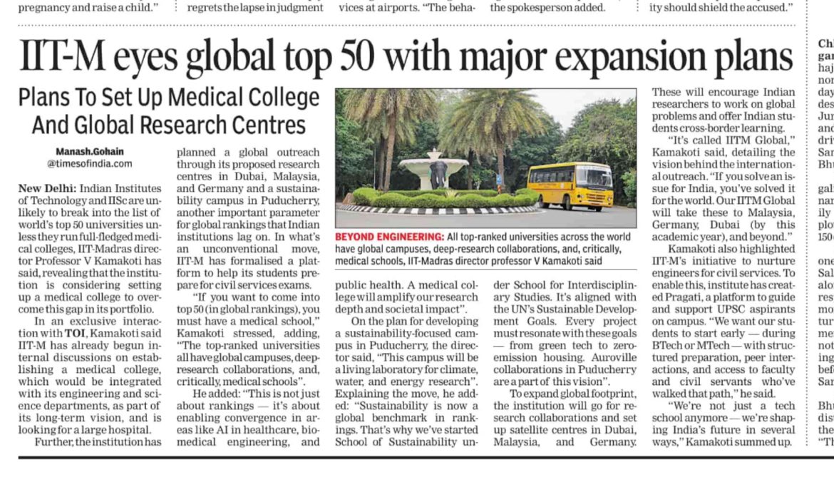 Manash Pratim Gohain (@manashtoi) on Twitter photo From medical college to a sustainability campus in Pondicherry, from research centres in Germany, Malaysia & Dubai to prepare tech-scholars for civil services, #IITMadras figuring its space in India’s future. A <a href="/timesofindia/">The Times Of India</a> report 👇
timesofindia.indiatimes.com/india/iit-madr… From medical college to a sustainability campus in Pondicherry, from research centres in Germany, Malaysia & Dubai to prepare tech-scholars for civil services, #IITMadras figuring its space in India’s future. A <a href="/timesofindia/">The Times Of India</a> report 👇
timesofindia.indiatimes.com/india/iit-madr…