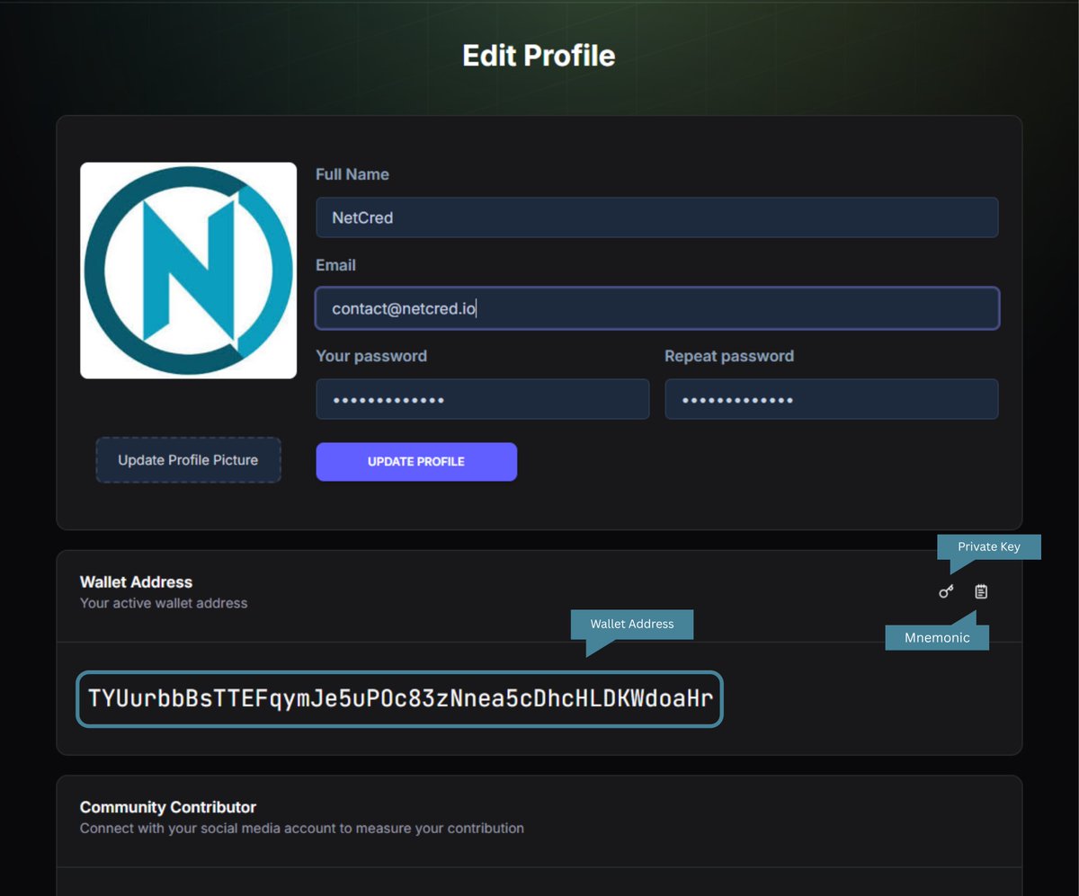 getntcr's tweet photo. 🔐 Heads up, NetCred Fam!

You can now view your Wallet Address, Private Key, and Mnemonic in the Edit Profile section on https://t.co/QDvyiqnIR7

📌 SAVE them securely
🚫 NEVER share with anyone

Protect your creds. Protect your future. 🔒
Keep the good vibes coming 😎

#NetCred #NTCR #CryptoSecurity #Web3Safety #Web3