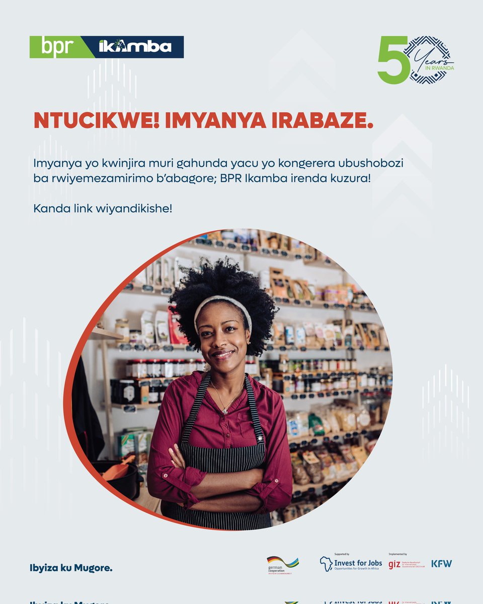 Spots are filling up fast for the Ikamba WSME capacity building Program! Secure your seat today at forms.office.com/r/VtefWqZAmg. It is free  
--
Uri umugore kandi uri rwiyemezamirimo? Ntabe ari wowe ucikanwa n'aya mahirwe. Iyandikishe uyu munsi hano: shorturl.at/CPnwT. Ni ubuntu