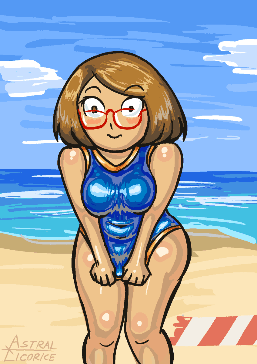 Astral_Licorice's tweet photo. Quick draw request:
Nikki at the beach!
#swapnote #art #latex #shiny #swimsuit https://t.co/QfPrM6oSj5